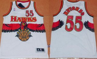 Atlanta Hawks #55 Dikembe Mutombo 1990 White Hardwood Classics Soul Swingman Throwback Jersey