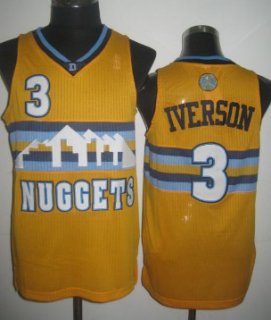 Denver Nuggets #3 Allen Iverson Yellow Swingman Jersey
