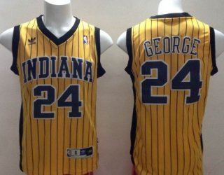 Indiana Pacers #24 Paul George Yellow With Pinstripe Swingman Throwback Jersey
