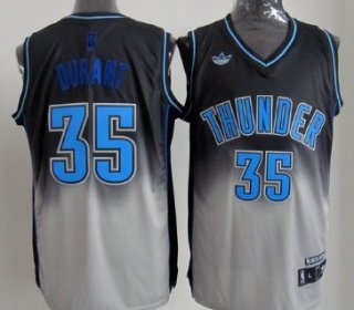 Oklahoma City Thunder #35 Kevin Durant Black/Gray Fadeaway Fashion Jersey