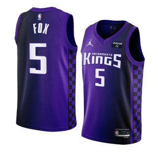 Men's Sacramento Kings #5 De鈥橝aron Fox Purple 2023-24 Statement Edition Swingman Stitched Jersey