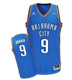 Oklahoma City Thunder #9 Serge Ibaka Blue Swingman Jersey